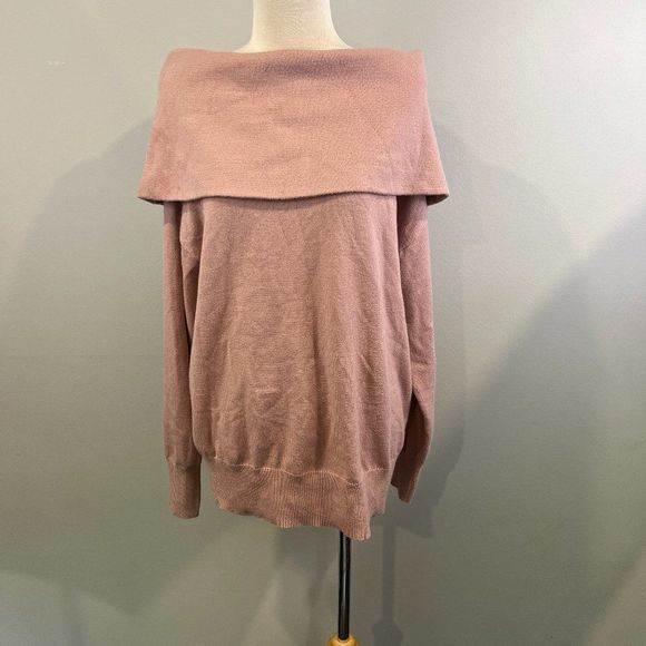 NWOT NORDSTROM Oversize Cowl Neck Sweater in Pink Adobe (S) - Picture 2 of 8